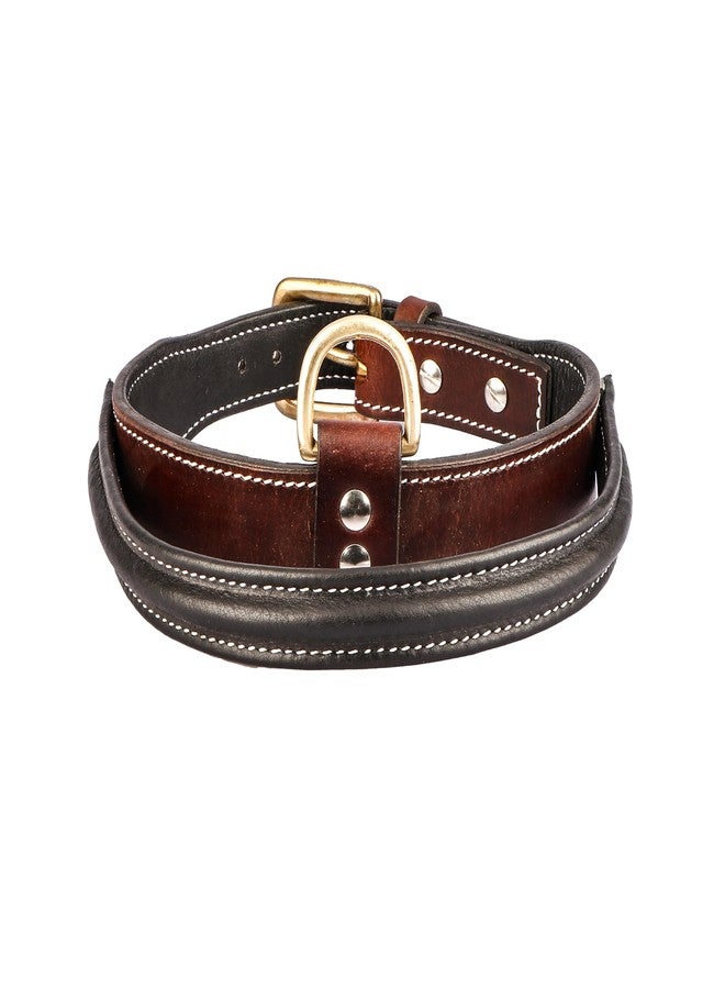 ADIL's Multicolor Handle Dog Collar For Medium & Large Dogs, Adjustable Heavy Duty Leather Dog Collar With Strong Metal D-Ring, Neck Size : Xl, Marron,15 cm,W_3.9 cm - Image 1